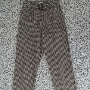 Tach Clothing High-Waist Portia Wool Pants in Brown Houndstooth XS (26x29)